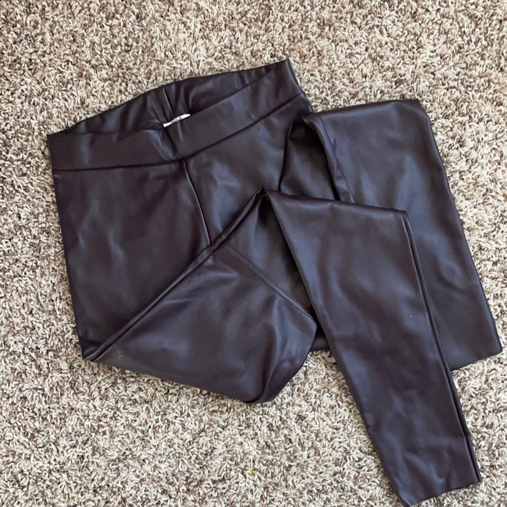 Wolfford leather pant leggings- dark brown/eggplant color